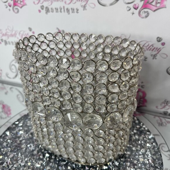 Crystal Embellished Silver Basket 🧺 bling rhinestone diamond storage basket - Picture 1 of 7